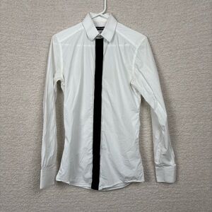 Dolce & Gabbana Gold Shirt Men 14.5/37 White Black Long Sleeve Button Front Logo